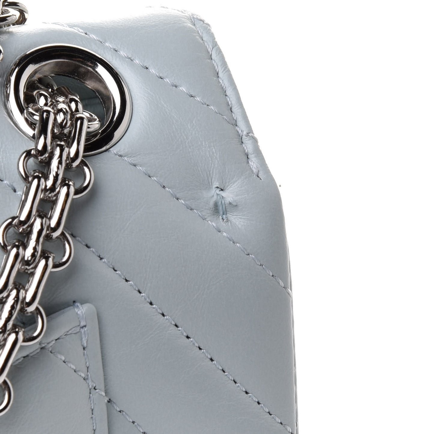 Aged Calfskin Chevron Quilted 2.55 Reissue Mini Flap Light Blue