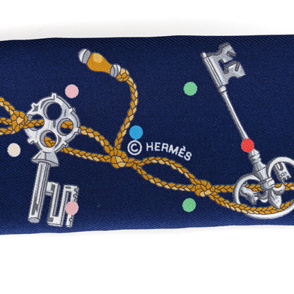 Hermes Silk Les Cles A Pois Twilly Marine Gris Argent 4 of 4