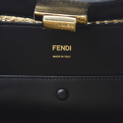 Fendi Raffia Vitello King Macrame Mesh Large Peekaboo X-Tote Natural Black Cuoio 7 of 10