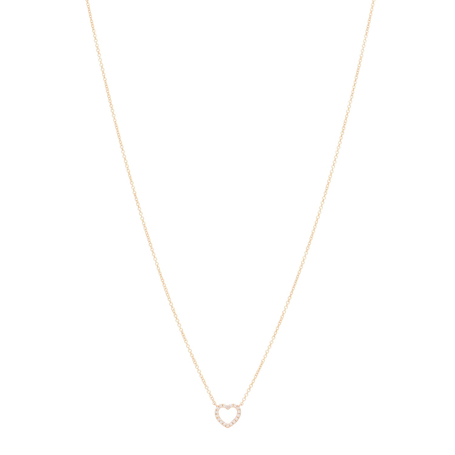 Tiffany 18K Rose Gold Diamond Metro Heart Pendant Necklace 1 of 3