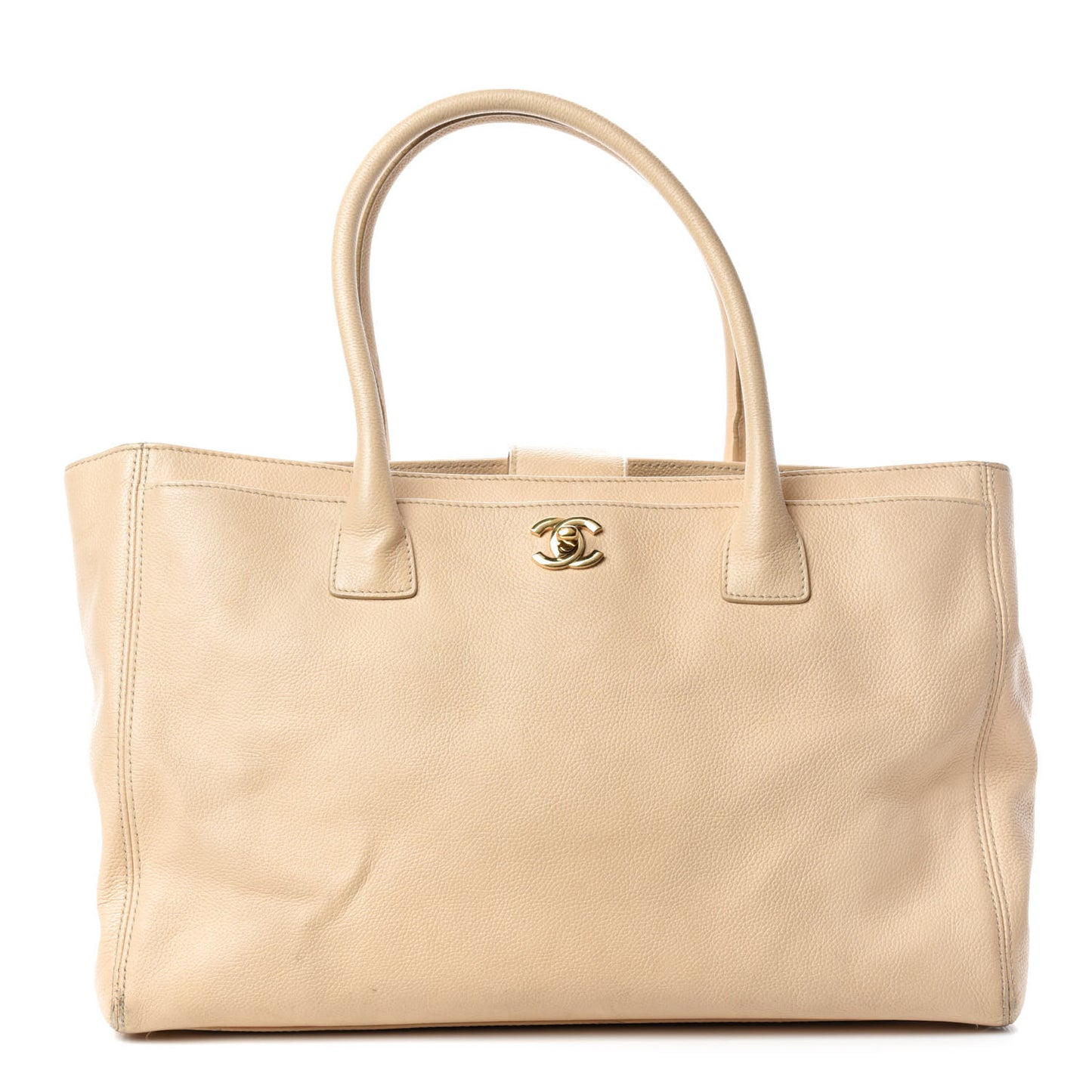 Calfskin Cerf Executive Shopper Tote Beige Clair