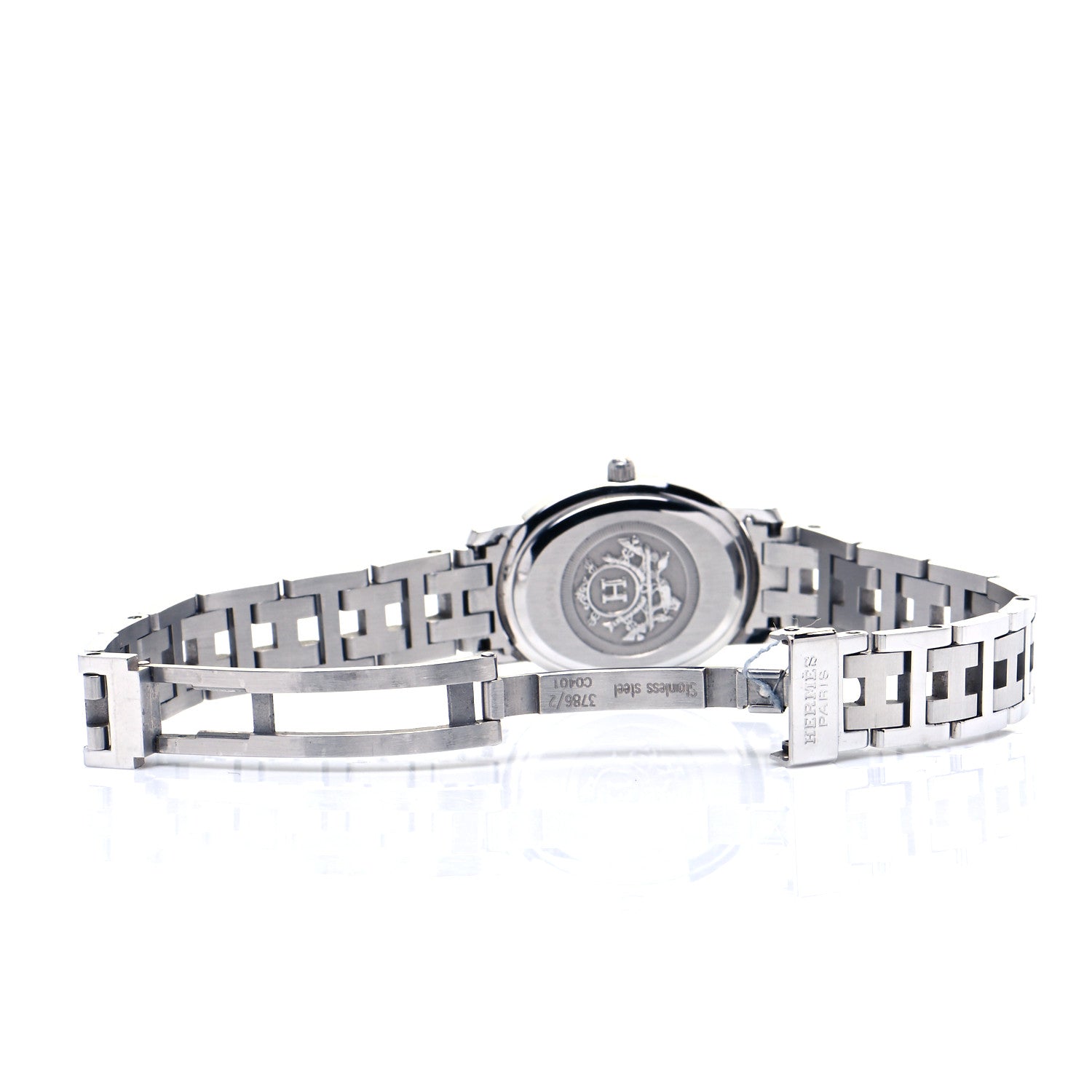 Hermes Stainless Steel 22mm Clipper Oval Quartz Watch Black 5 of 5