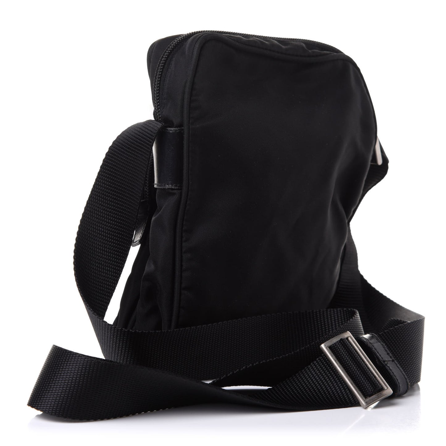 Nylon Flat Messenger Bag Black