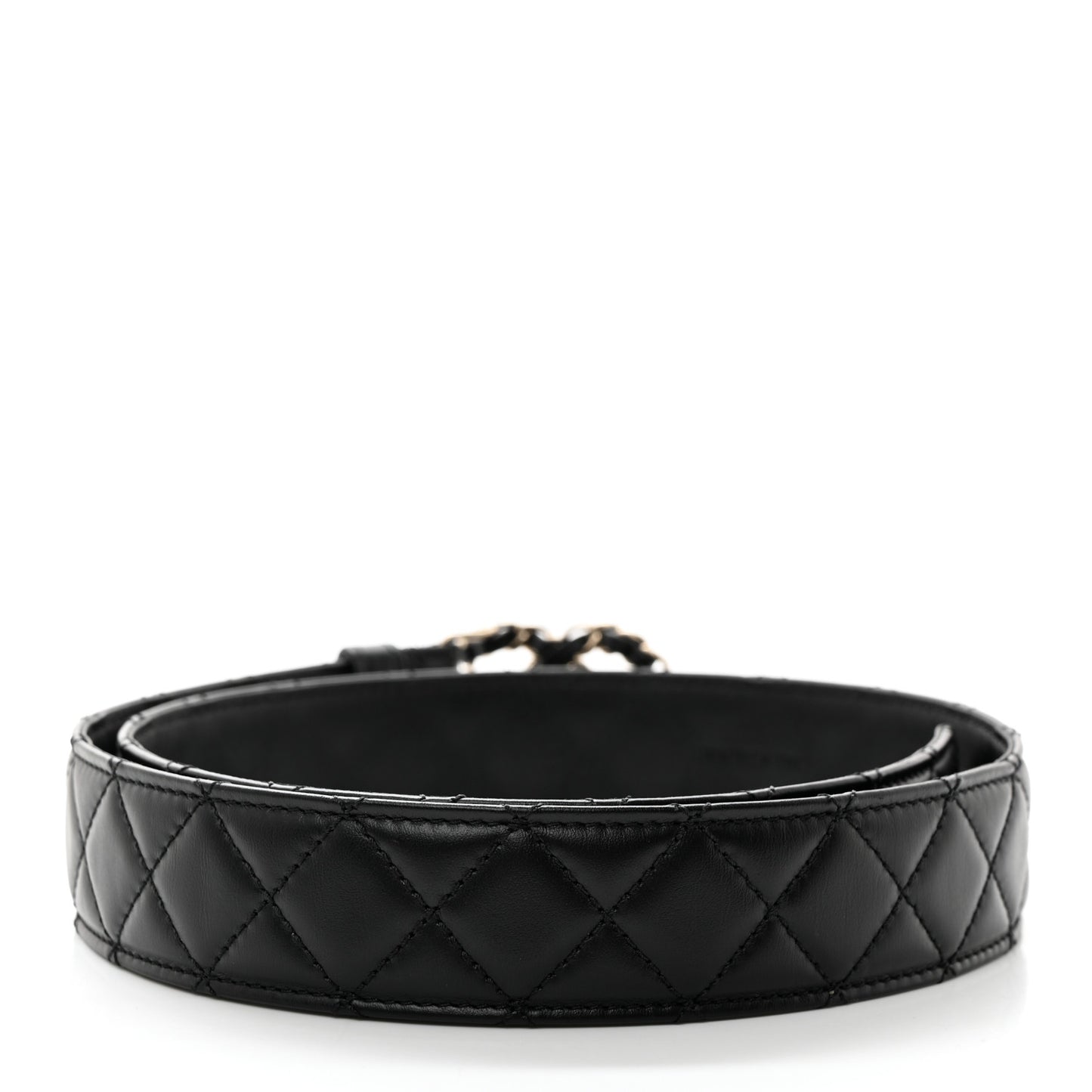 Calfskin Quilted CC Chain Belt 75 30 Black