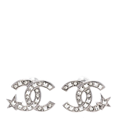 Chanel Crystal CC Starfall Earrings Silver 1 of 5