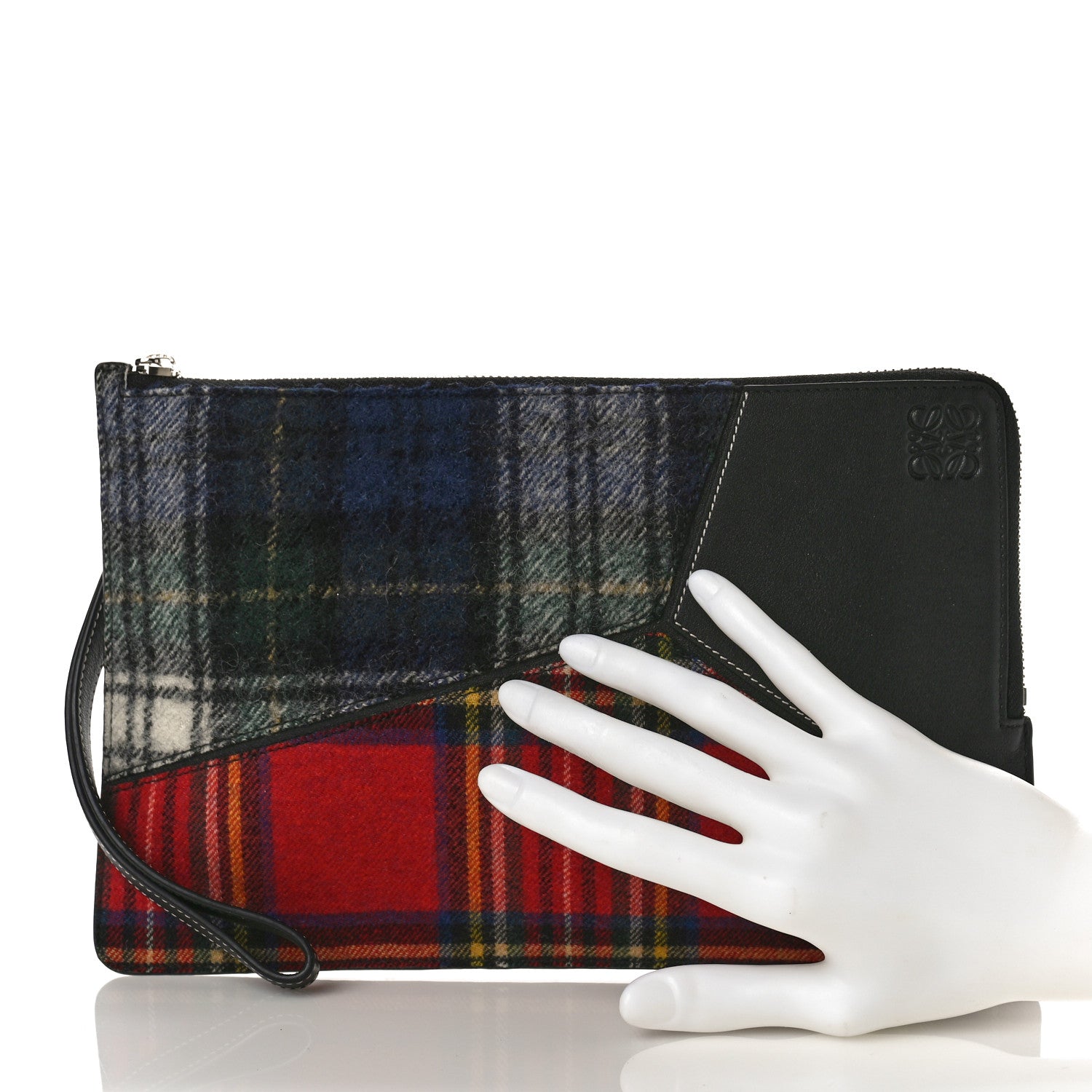Loewe Wool Calfskin Puzzle Flat Pouch Black Multicolor 2 of 9
