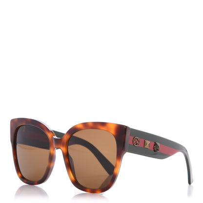 Gucci Acetate Square Frame Web Sunglasses GG0059S Tortoise 1 of 8