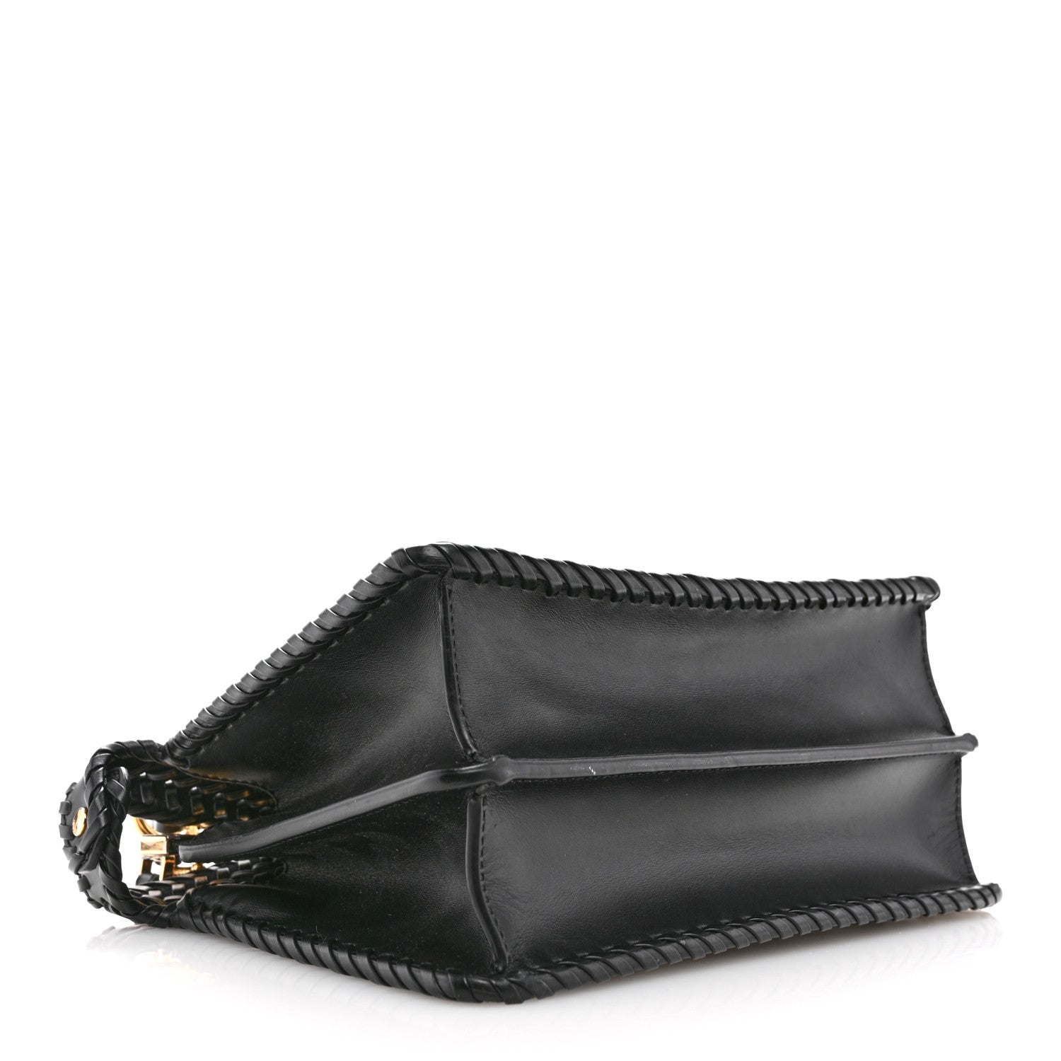 Fendi Vitello King Shiny Nappa Intreccio Petite Peekaboo I SEE U Satchel Black 4 of 12