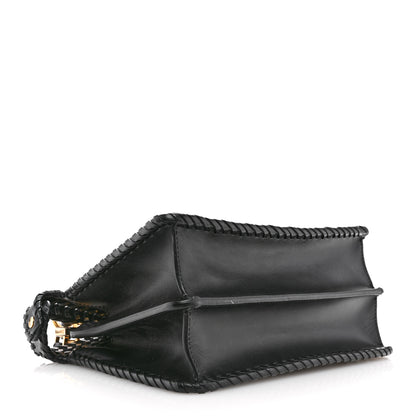 Fendi Vitello King Shiny Nappa Intreccio Petite Peekaboo I SEE U Satchel Black 4 of 12