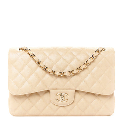 Chanel Iridescent Caviar Quilted Jumbo Double Flap Beige 1 of 12