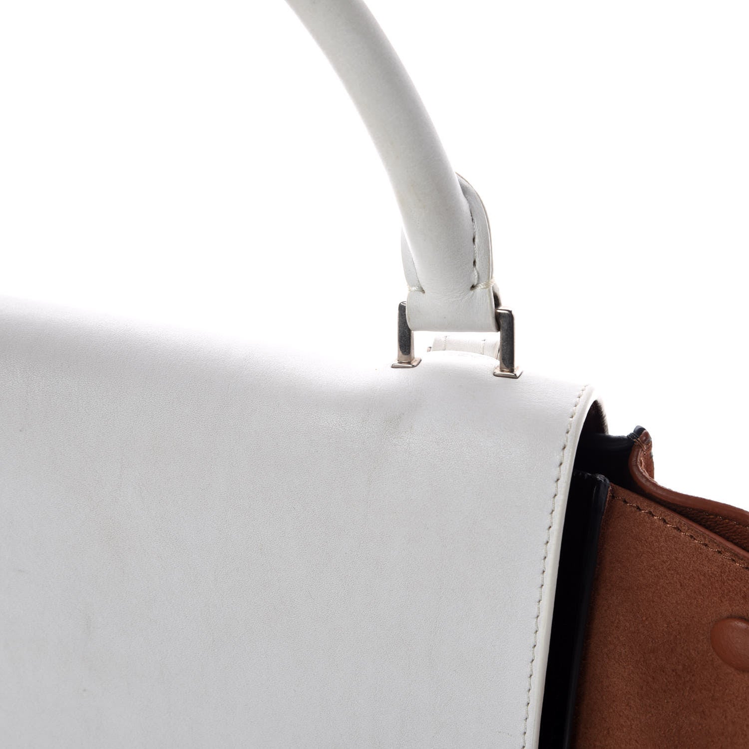 Celine Smooth Calfskin Suede Medium Tri-Color Trapeze White 13 of 15
