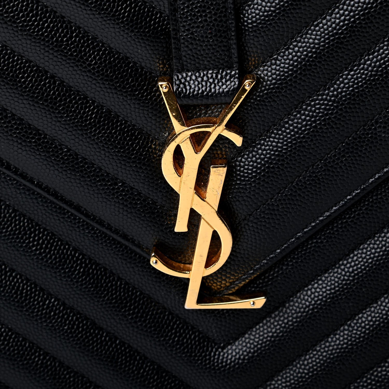 Saint Laurent Grain De Poudre Matelasse Chevron Large Monogram Satchel Black 6 of 7