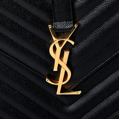 Saint Laurent Grain De Poudre Matelasse Chevron Large Monogram Satchel Black 6 of 7