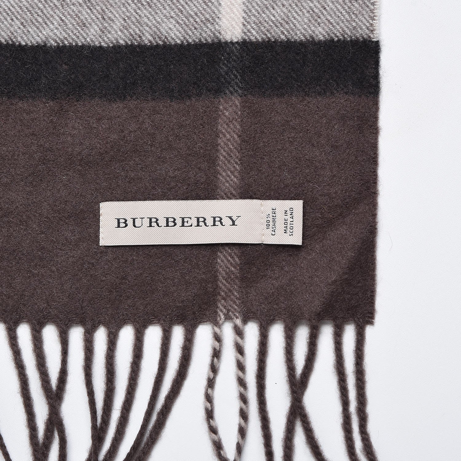 Burberry Cashmere Giant Check Fringe Scarf Bitter Chocolate 4 of 5