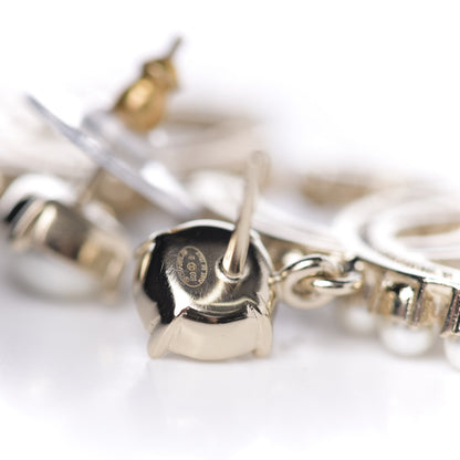 Chanel Resin Pearl Dazzling Domino CC Drop Earrings Gold Black 3 of 3