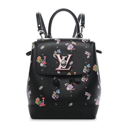 Louis Vuitton Calfskin Flower Lockme Mini Backpack Black Multicolor 1 of 9