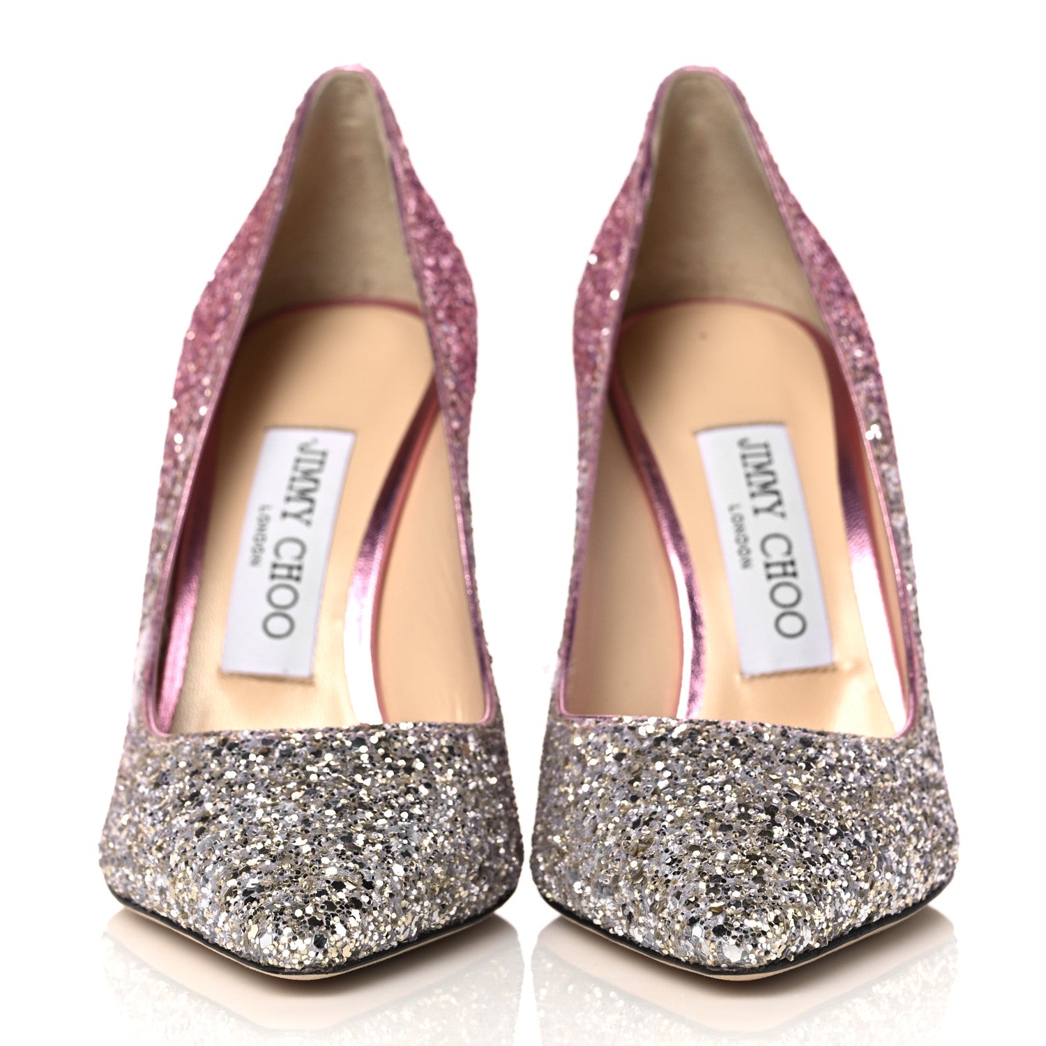 Jimmy Choo Coarse Glitter Degrade Romy 100 Pumps 35 Silver Pink 2 of 8