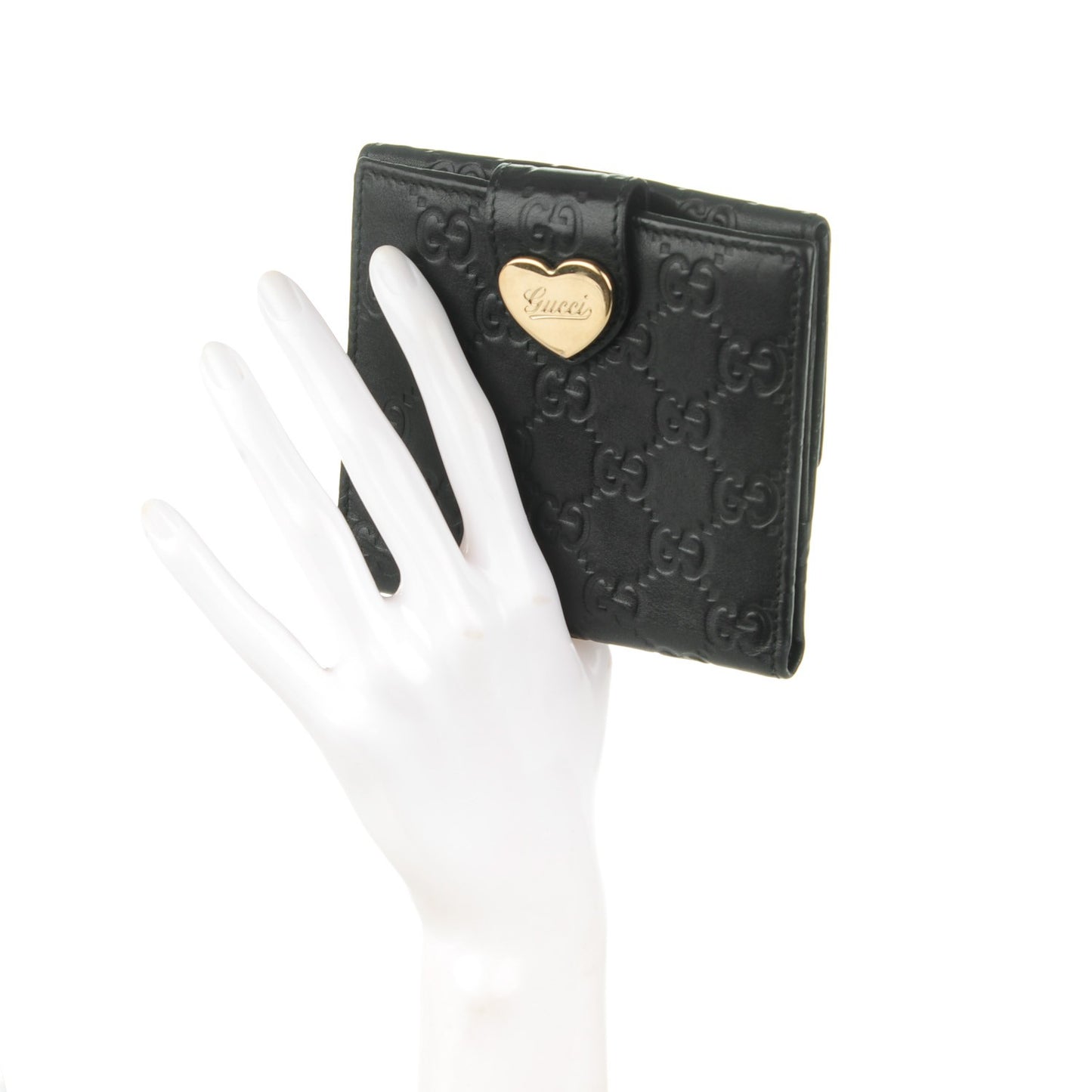 Guccisima Heart French Flap Wallet Black