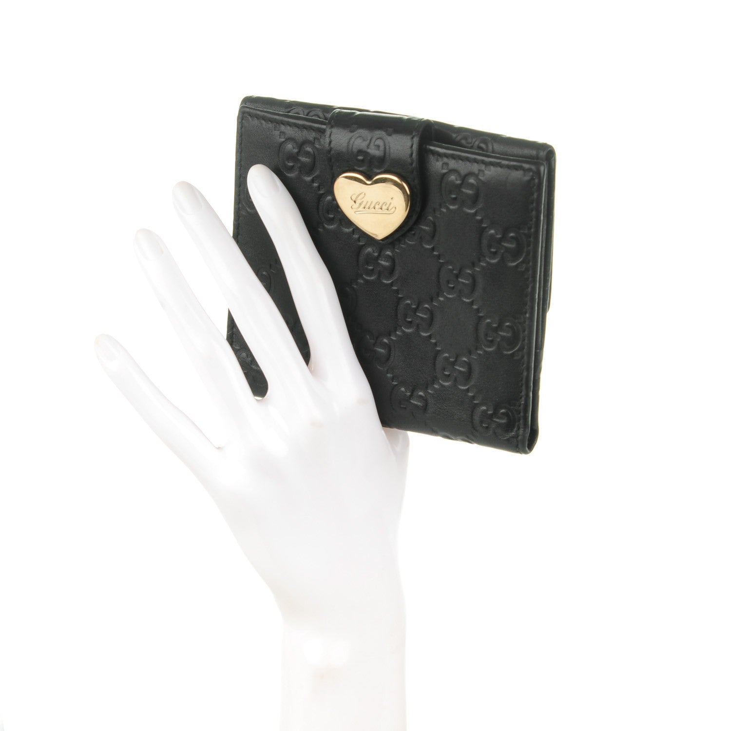 Gucci Guccisima Heart French Flap Wallet Black 2 of 7
