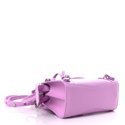 Balenciaga Grained Calfskin Neo Classic Silver Hardware Nano City Crossbody Lilac 3 of 8