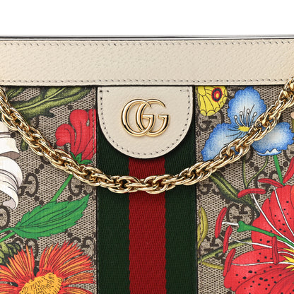 Gucci GG Supreme Monogram Flora Web Small Ophidia Chain Shoulder Bag White 9 of 11