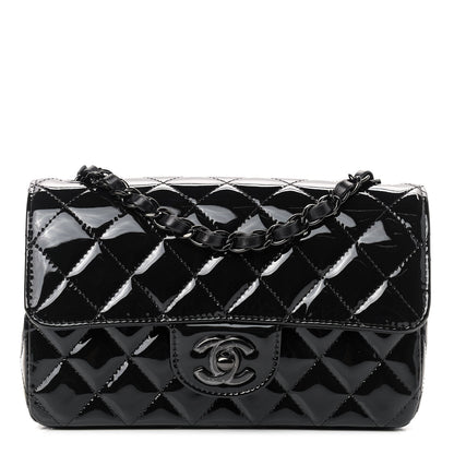 Chanel Patent Calfskin Quilted Mini Rectangular Flap So Black 1 of 8
