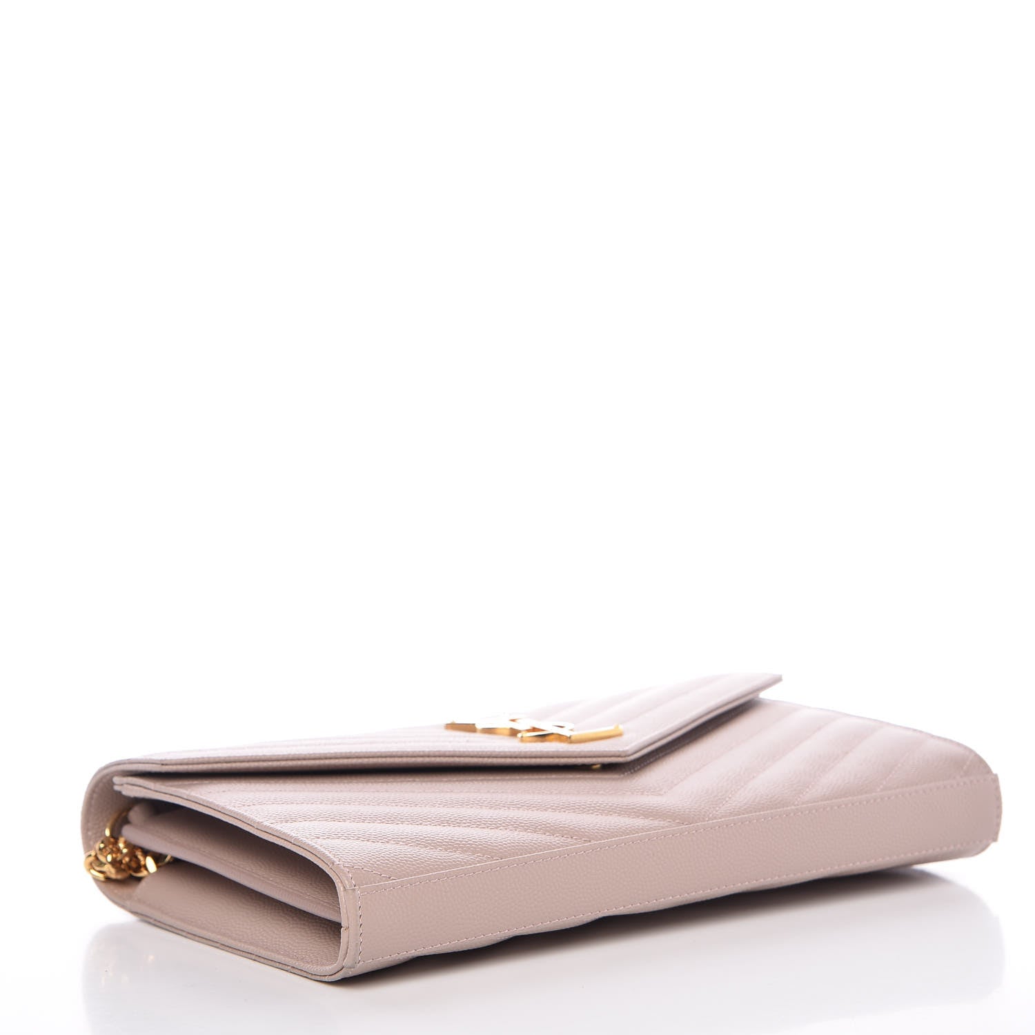 Saint Laurent Grain De Poudre Matelasse Chevron Monogram Chain Wallet Rose Antic 4 of 12