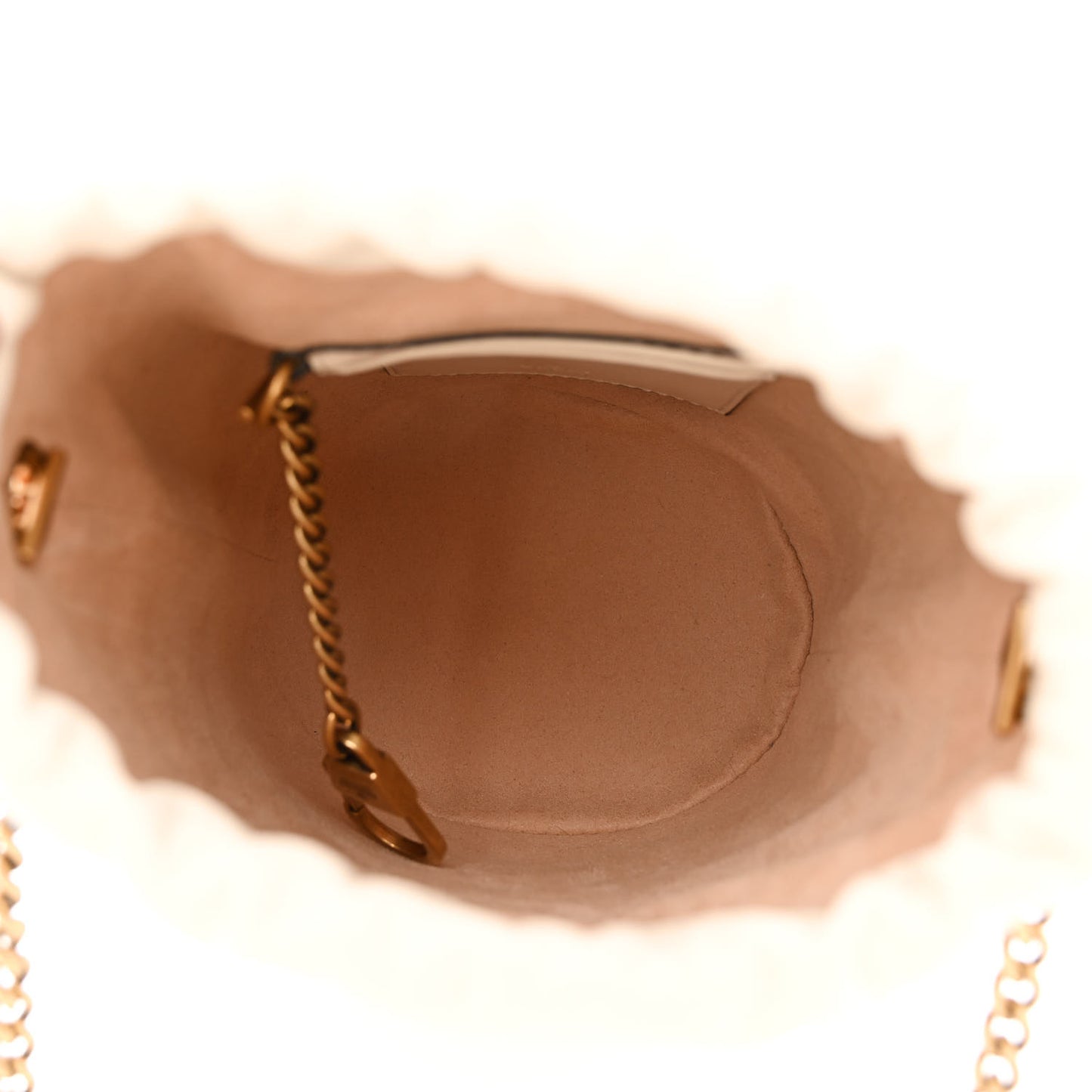 Calfskin Matelasse Mini GG Marmont 2.0 Bucket Bag White