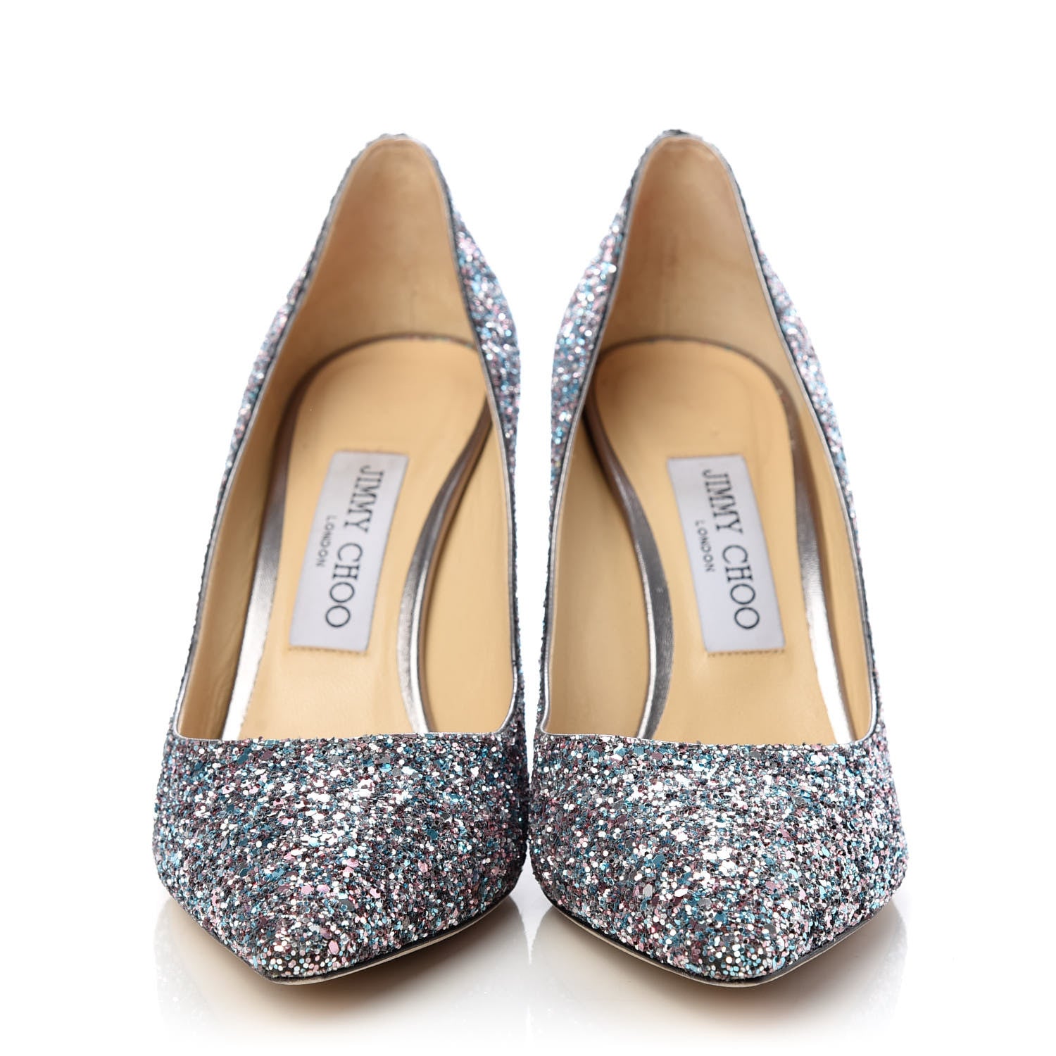 Jimmy Choo Glitter Pointy Toe Romy 85 Pumps 37.5 Bubblegum Mix 2 of 10