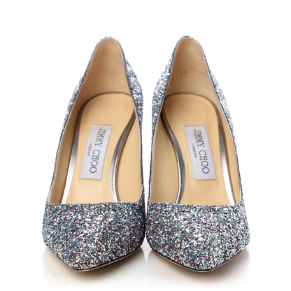 Jimmy Choo Glitter Pointy Toe Romy 85 Pumps 37.5 Bubblegum Mix 2 of 10