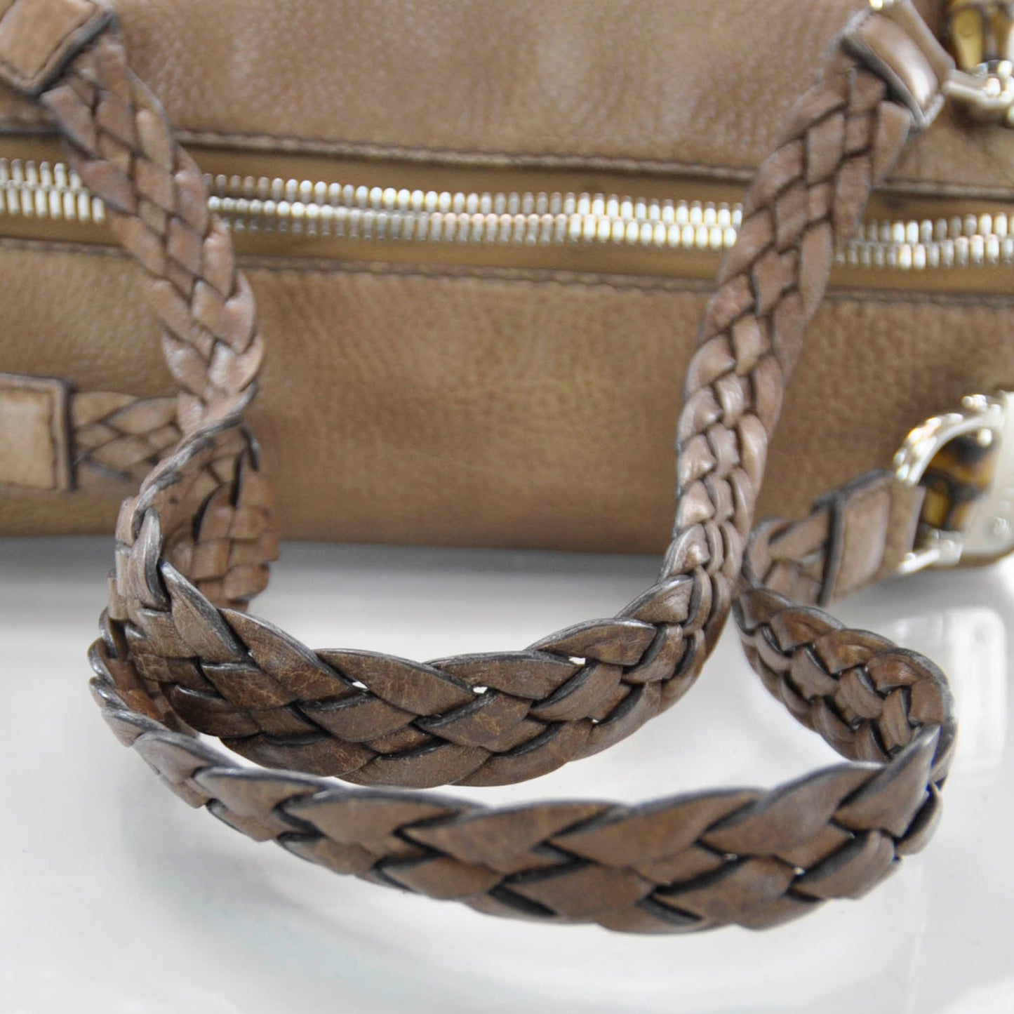 Leather Bamboo Bar Medium Shoulder Bag