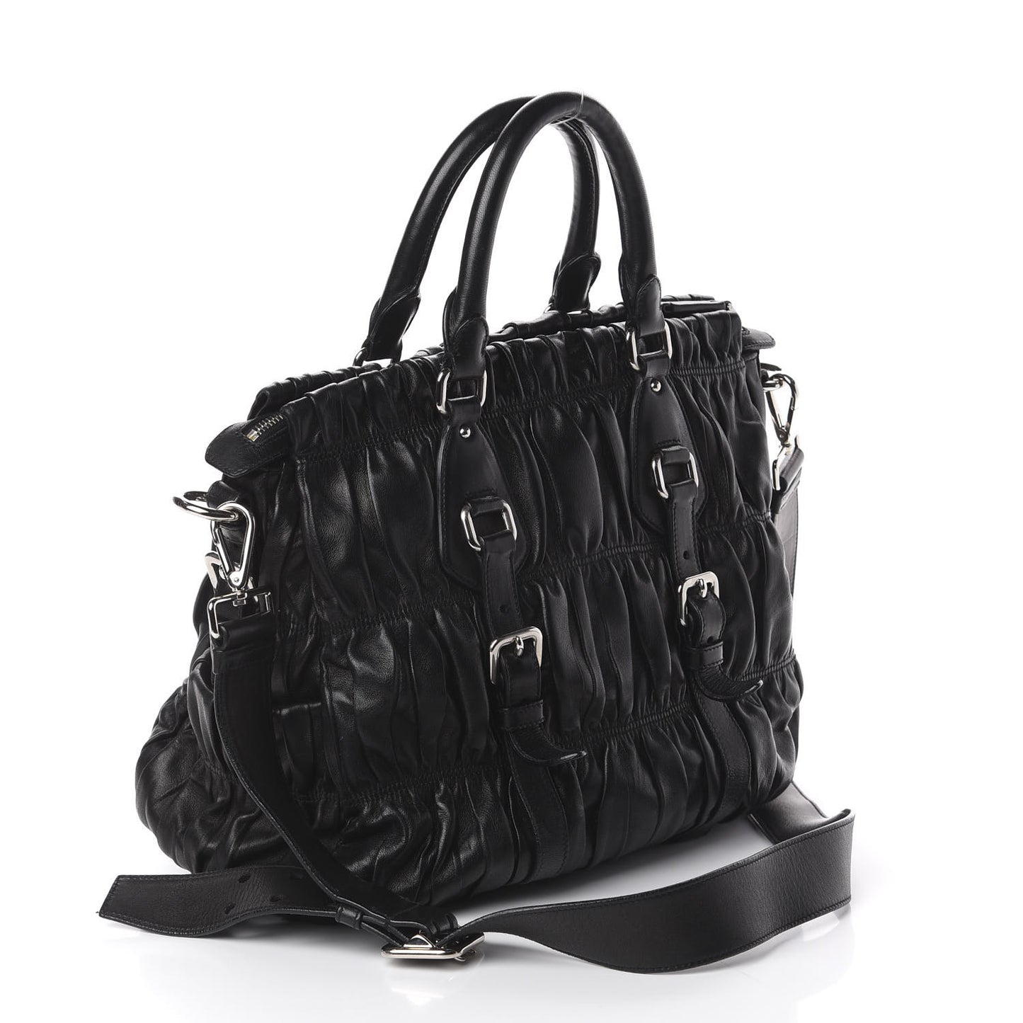 Nappa Gaufre Satchel Black
