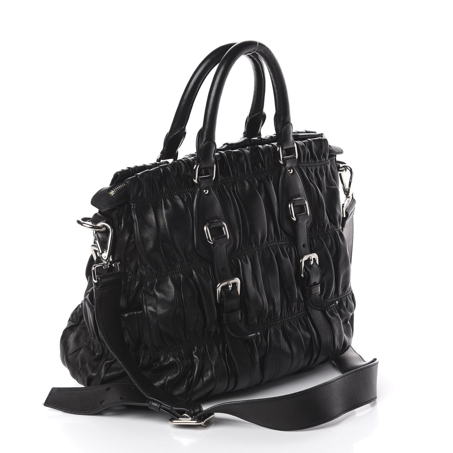 Prada Nappa Gaufre Satchel Black 2 of 8
