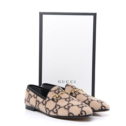 Gucci Covered Wool GG Monogram Womens Jordaan Loafers 38.5 Beige Ebony Black 9 of 9
