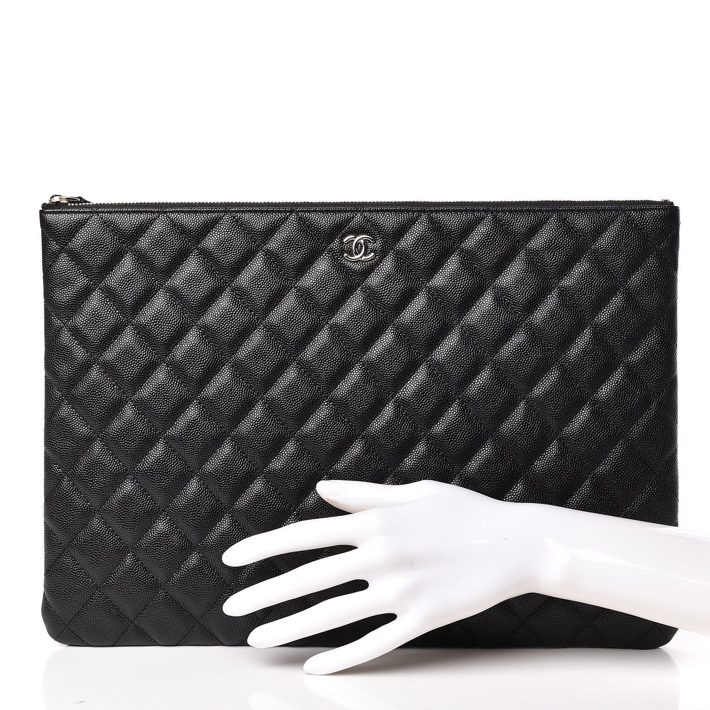 Caviar Quilted Large Cosmetic Case Black