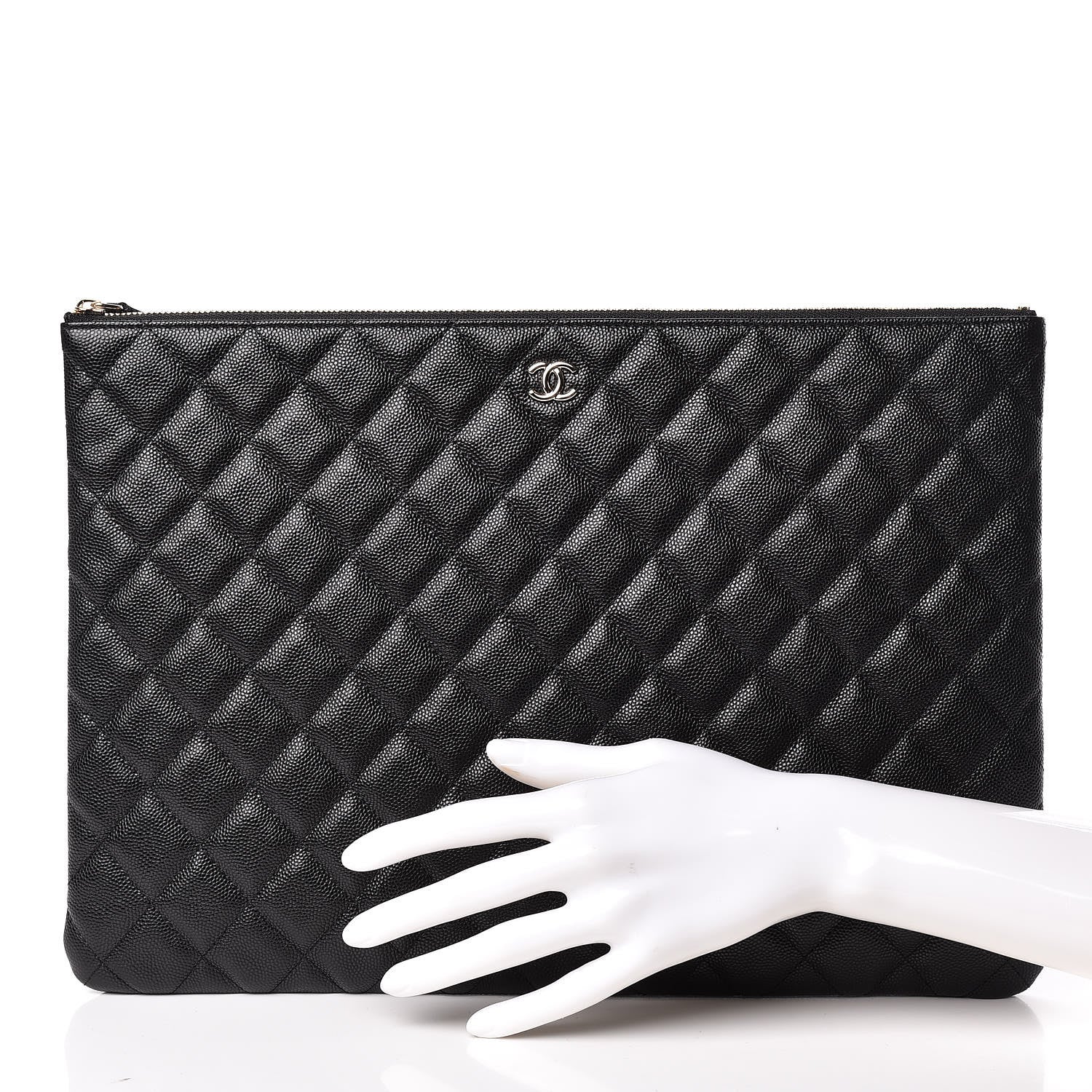 Chanel Caviar Quilted Large Cosmetic Case Black 2 of 11