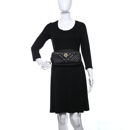 Versace Nappa Barocco Quilted Vanitas Medea Belt Bag Black 2 of 9