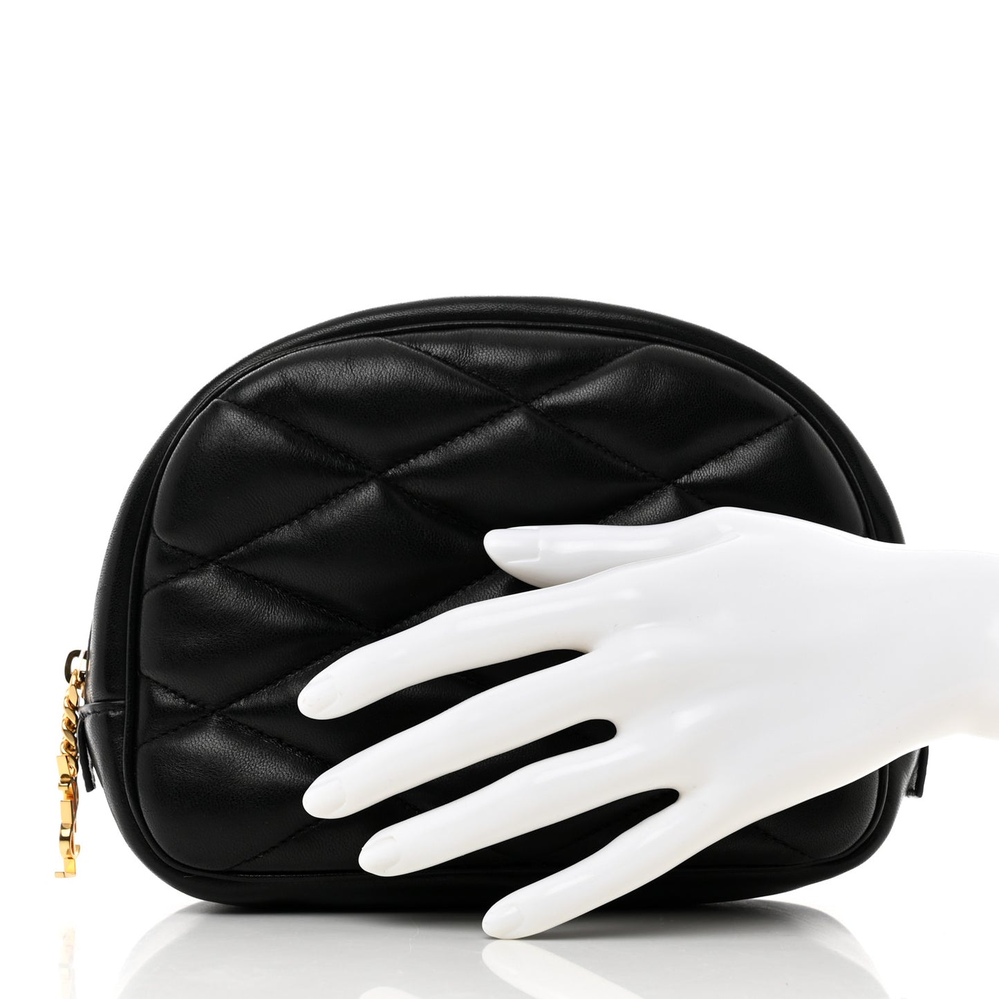 Lambskin Quilted Lolita Cosmetic Pouch Black