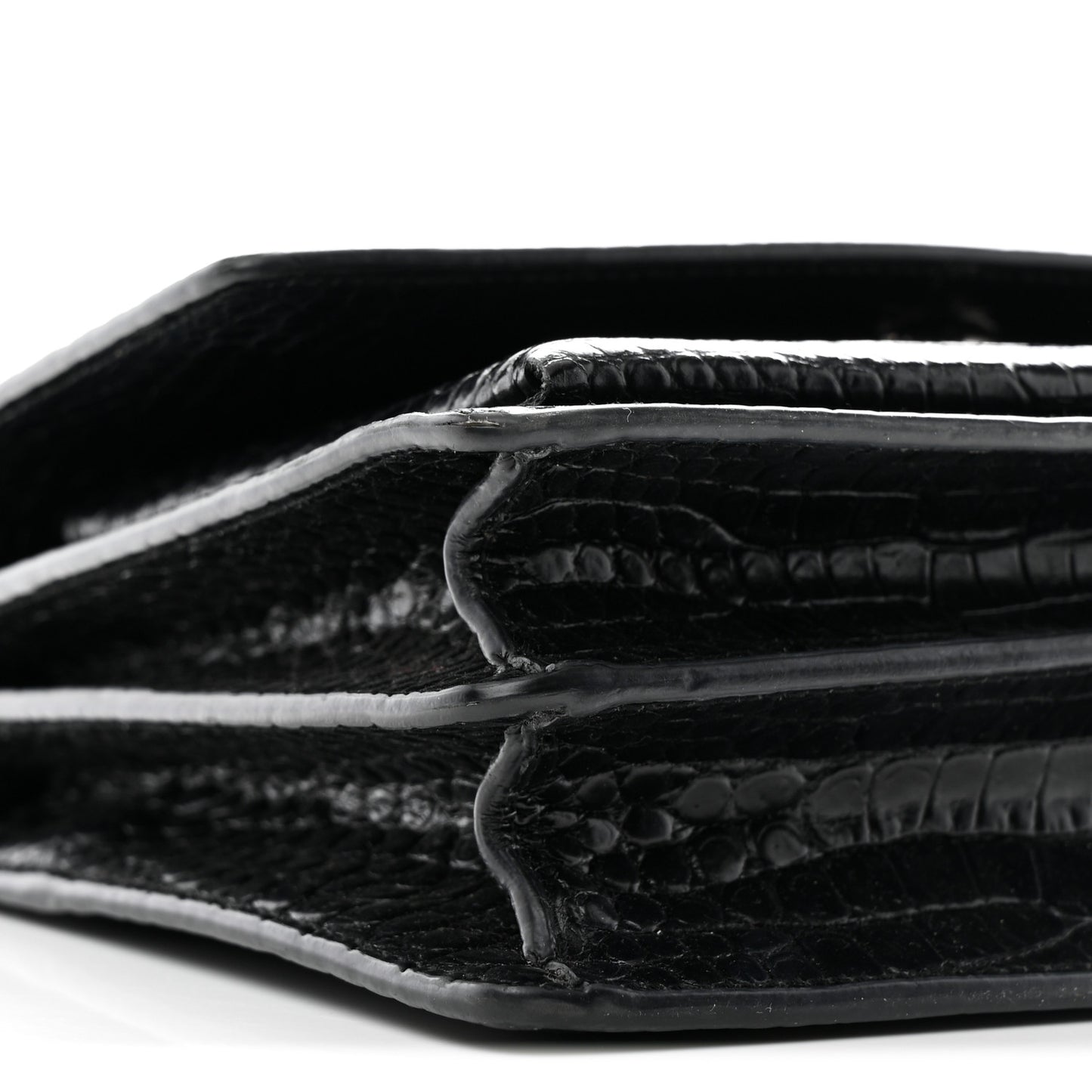 Calfskin Crocodile Embossed Medium Monogram Sunset Black