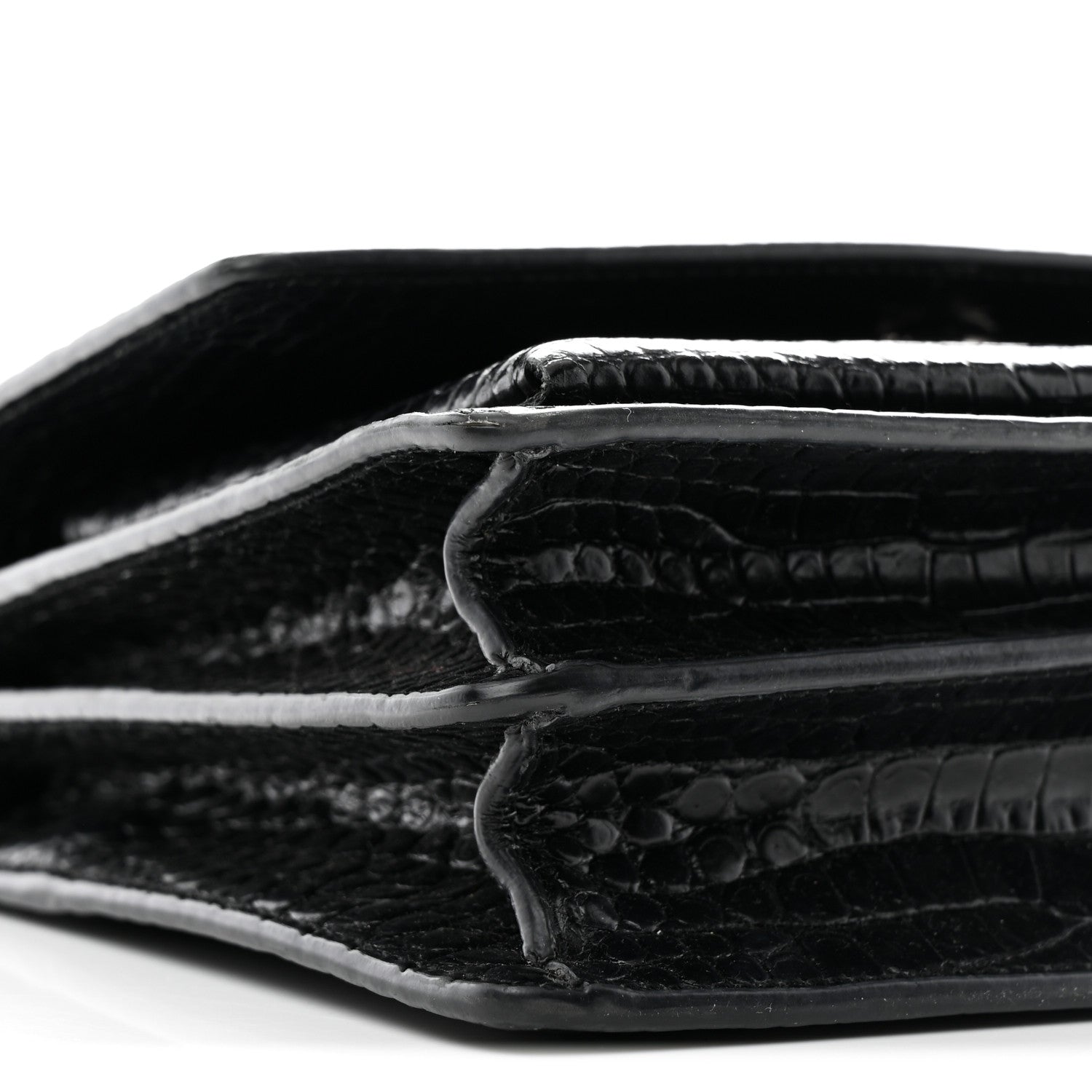 Saint Laurent Calfskin Crocodile Embossed Medium Monogram Sunset Black 10 of 11