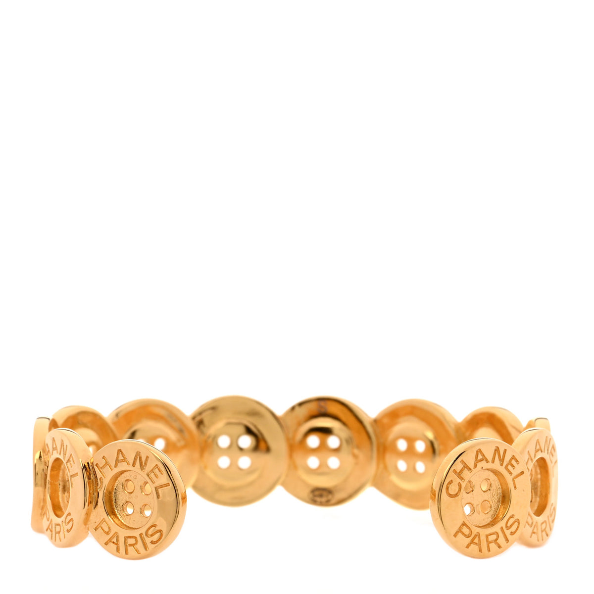 Metal Paris Button Logo Cuff Bracelet Gold