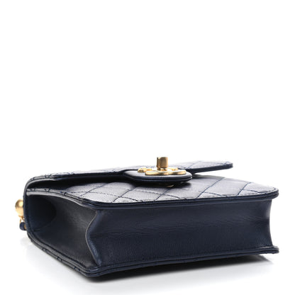 Chanel Iridescent Lambskin Quilted Chic Pearls Flap Navy Blue 4 of 9