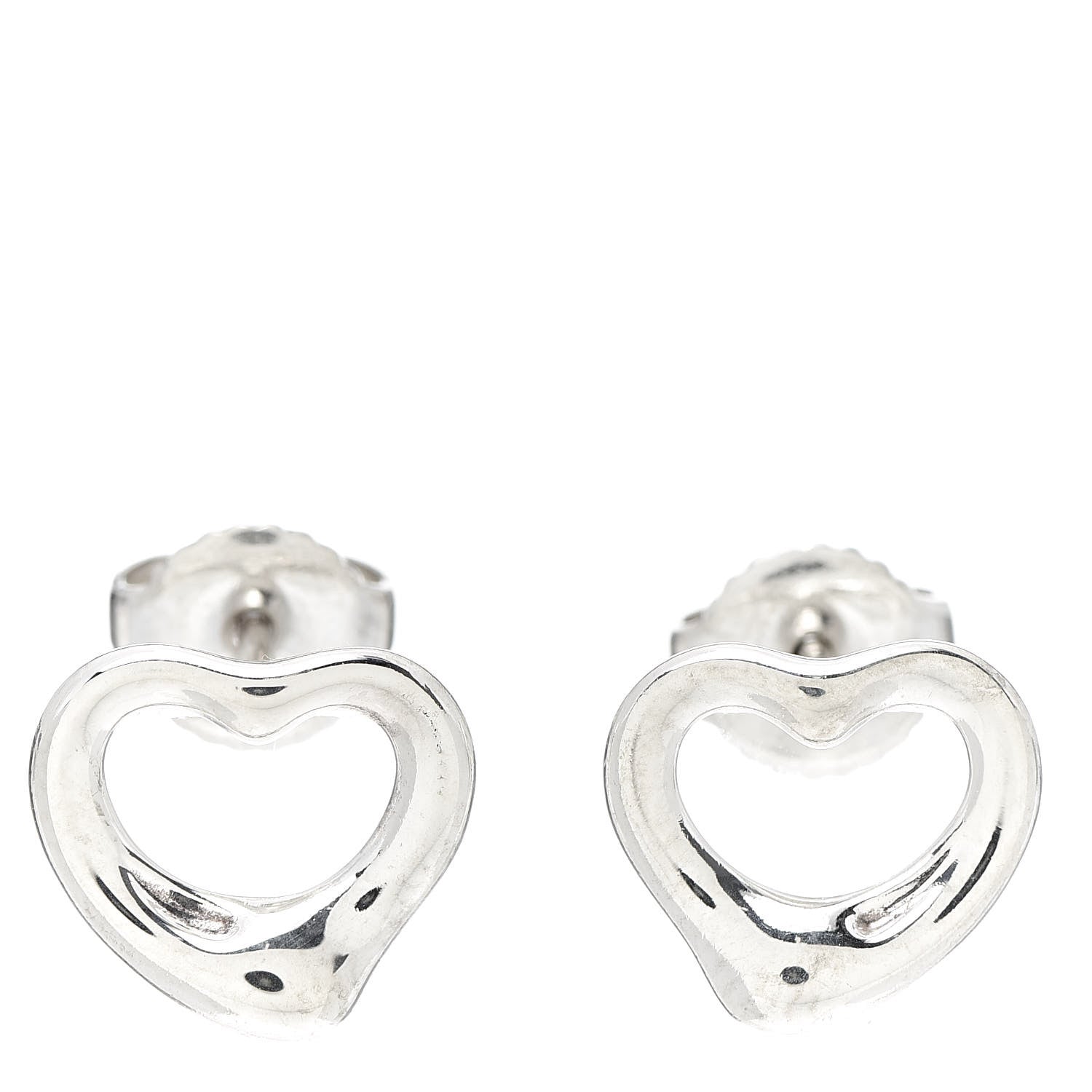Tiffany Sterling Silver 11mm Elsa Peretti Open Heart Earrings 1 of 4