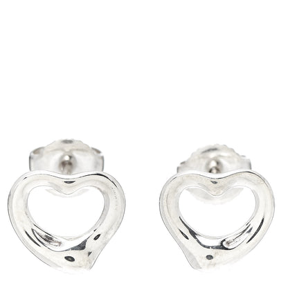 Tiffany Sterling Silver 11mm Elsa Peretti Open Heart Earrings 1 of 4