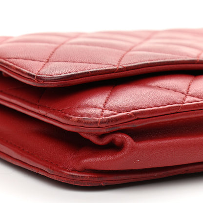 Chanel Lambskin Quilted Wallet On Chain WOC Red 10 of 17