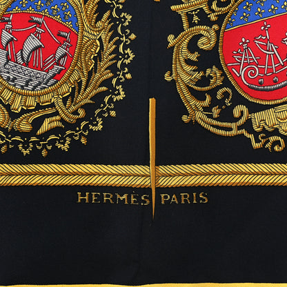 Hermes Silk Les Armes de Paris Scarf 90 Black Gold 3 of 3