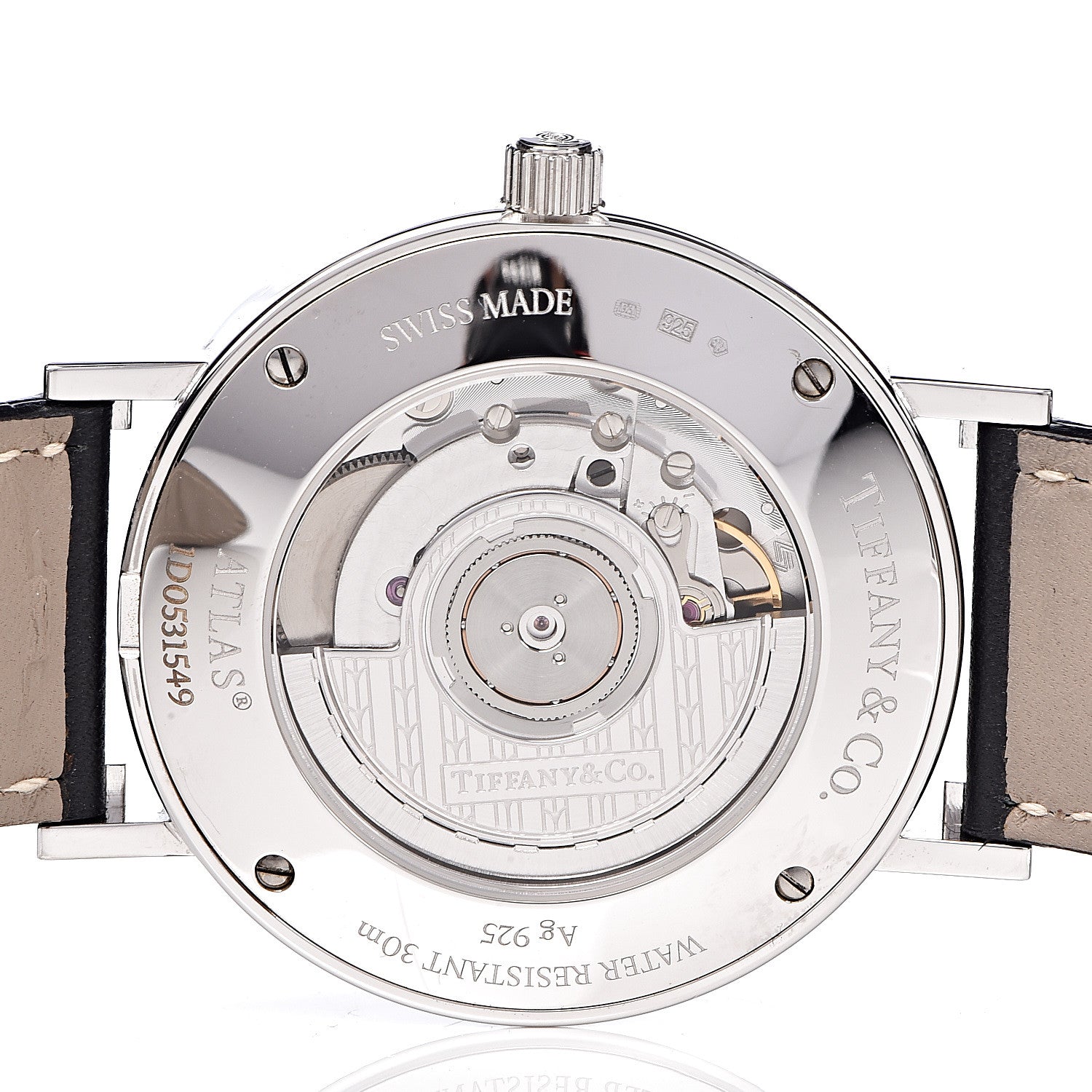 Tiffany Sterling Silver Calfskin 39mm Atlas Automatic Watch 5 of 8