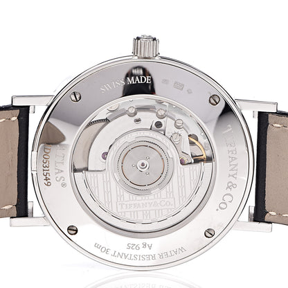 Tiffany Sterling Silver Calfskin 39mm Atlas Automatic Watch 5 of 8