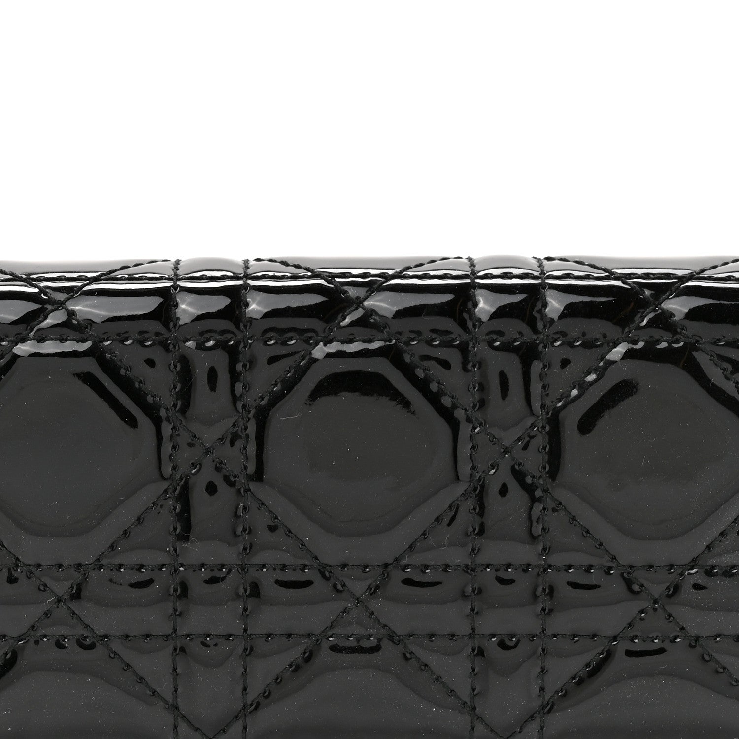 Christian Dior Patent Lambskin Cannage Lady Dior Rendezvous Wallet On Chain Black 10 of 12
