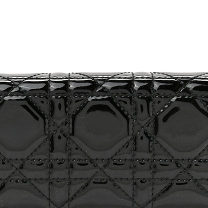 Christian Dior Patent Lambskin Cannage Lady Dior Rendezvous Wallet On Chain Black 10 of 12